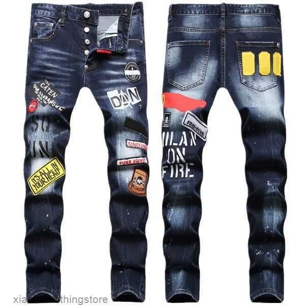 

hip mens hop jeans men jean pants street trend zipper chain decoration ripped rips stretch black fashion slim fit washed motocycle denim pan