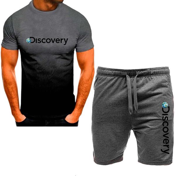 

mens tracksuits discovery channel mens summer sweatshirtsweatpants set sportswear set splice mens sportswear set 230511, Gray