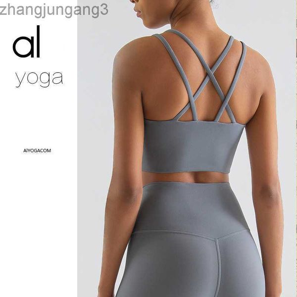 

desginer alo yoga arlo's new sports underwear women's shock-proof fitness bra with chest pad and back vest, White
