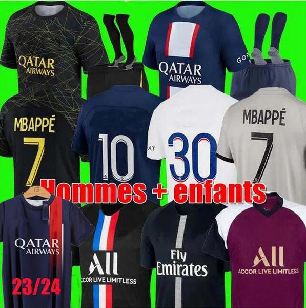 

2022 2023 mbappe soccer jerseys maillot de foot hakimi marquinhos verratti football shirt 22 23 24 sergio ramos fabian psgs hommes enfants k, Black;yellow