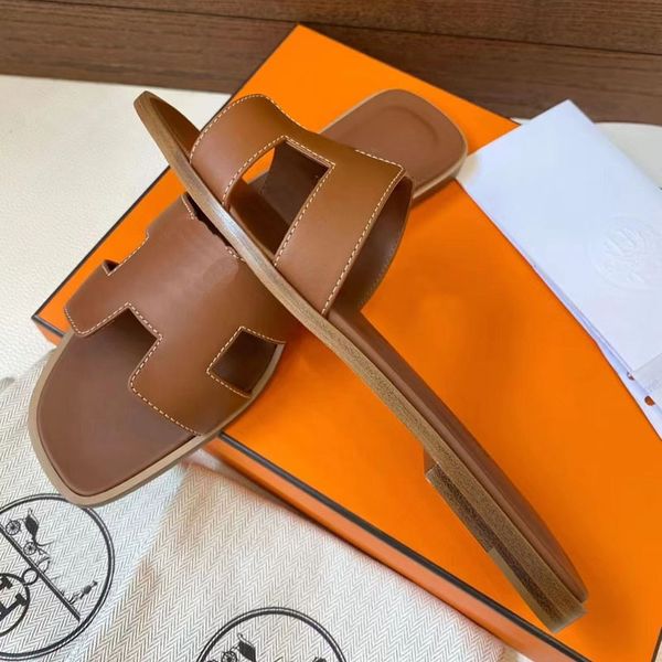 

designer leather ladies sandals summer flat shoes fashion beach women slippers slides flip flops slipper, Black