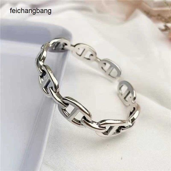 

factory outlet h ermes designer bracelets thai silver pig nose bracelet women s korean version temperament personalized japanese character o, Black