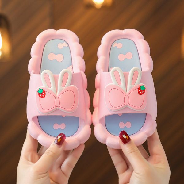 

slipper summer children' slippers rabbit ear cute girl pattern soft comfortable non-slip breathable cartoon home casual slippers kids, Black;grey