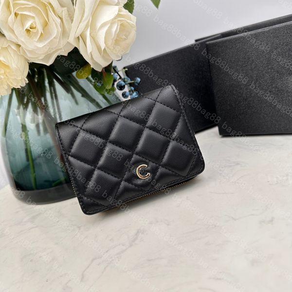 

designer wallet women's short round zippered wallet with black grain texture cowhide wallet with 6 card slots and 1 coin pocket #c1890, Red;black