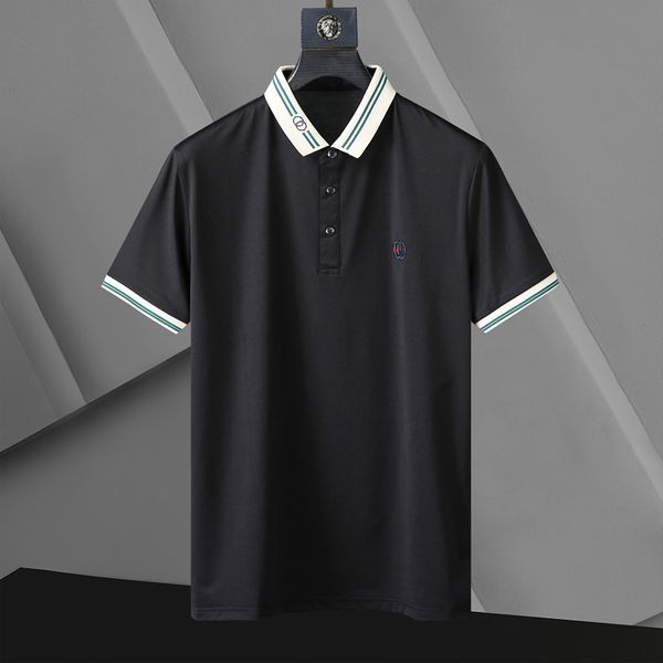 

designer fashion business clothing polo hugo logo embroidered collar details short sleeve polo shirt men's multi-color multi-colors tee, White;black