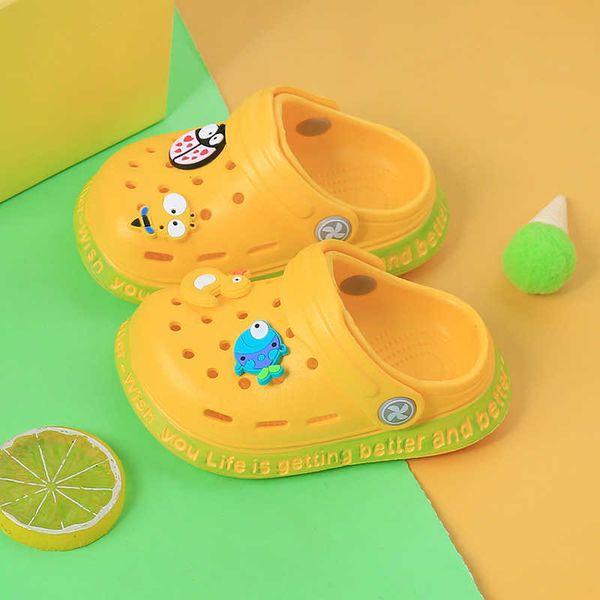 

boys children's summer and cartoon cute duckling cave hole shoes girls comfortable soft soled sandals 34ry, Black