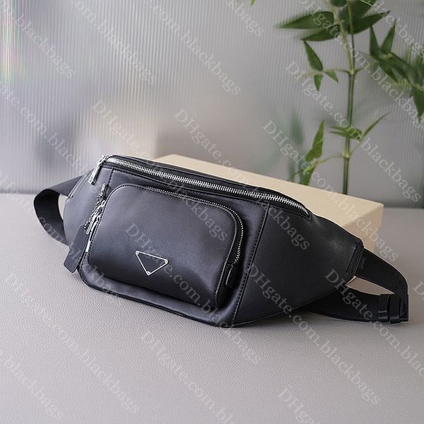 

black fanny pack designer leather bum bag luxury triangle cross body waist bags outdoor women chest pack classic solid color belt bag
