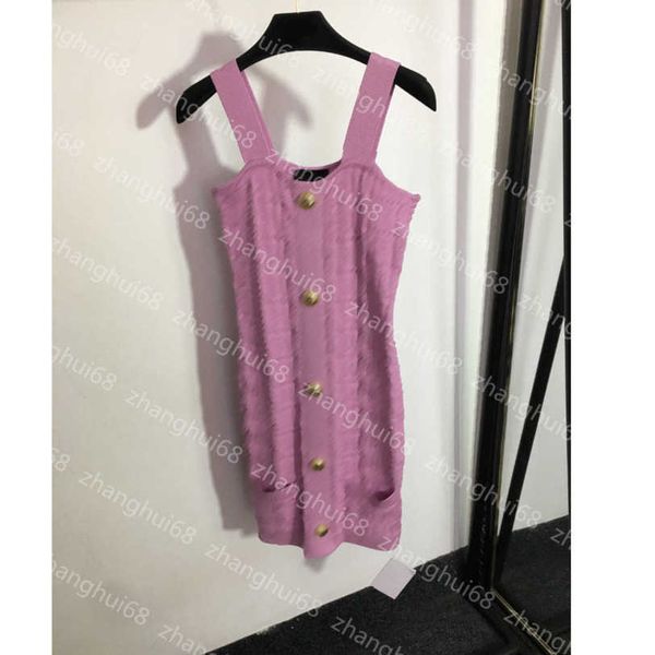 

23ss women dresses summer dress womens designer clothing custom lion head button hollowed out knitted suspender dress womens clothing a1, Black;gray