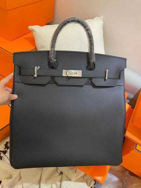 

designer bag tote bag handbag h ermss bags custom silver buckle 40cm or 50cm leather bags lychee grain calfskin bags leather portable leisur