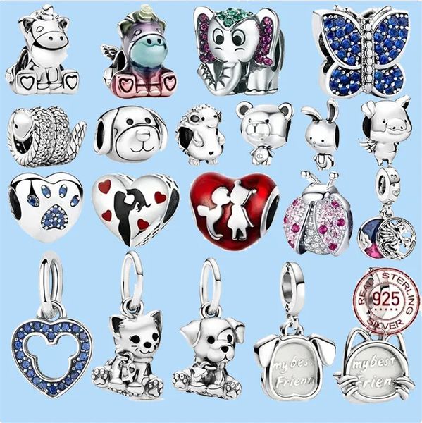 

925 silver beads charms fit pandora charm family cat dog beads charm original, Black