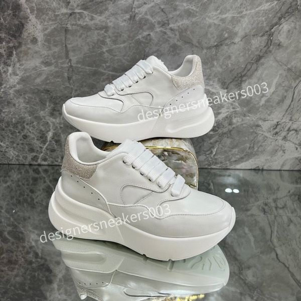 

new womens fashion casual shoes classic dirty shoes mid double height bottom trainers leather glitter golden quality2023, Black