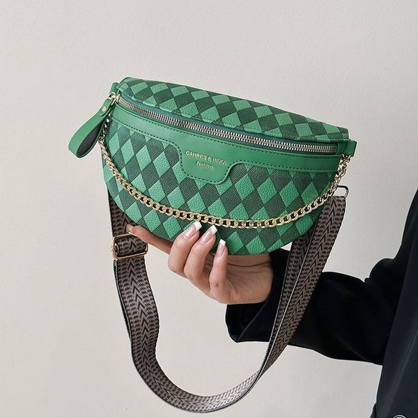 

women designers elegant plaid pu leather new waist bags for women waist packs stylish fanny pack wide strap crossbody chest bag