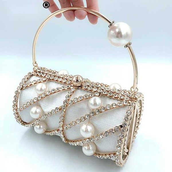 

evening bags diamond pearl solid color women party handle 2023 new fashion trend personality elegant mobile bag 230427