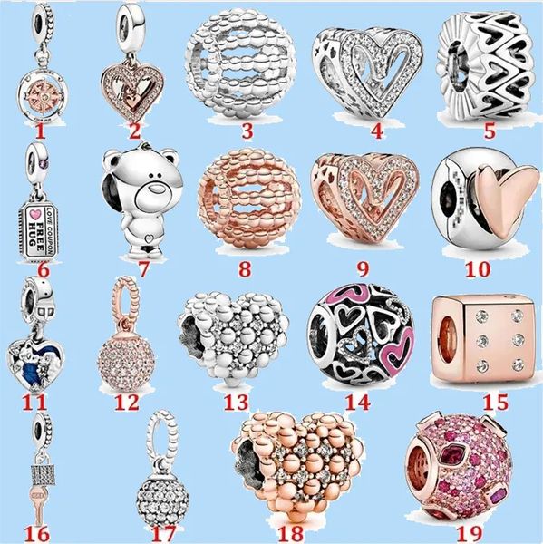 

925 silver beads charms fit pandora charm valentine day rose gold bright hand-painted, Black