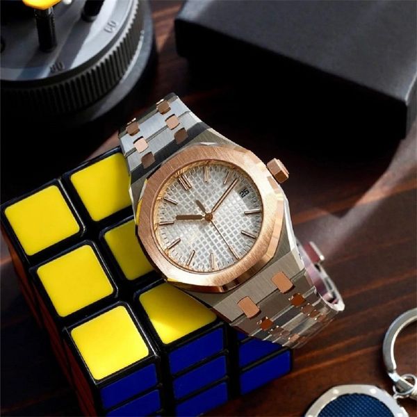 

hexagonal royal automatic designer watch oak mens watches texture blue white dial montre de luxe 42mm 15400st quartz movement watch trendy a, Slivery;brown