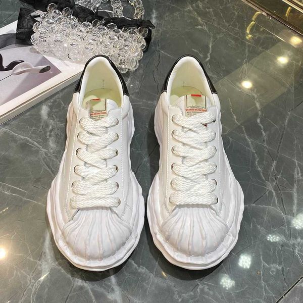 

maison mihara yasuhiro mmy dissolved shoes solid colorthick sole canvas lace up men's and women's casual couples fashion shoes boa