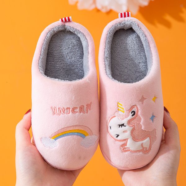 

slipper child cotton shoes kids winter slippers boys and girls baby cute unicorn warm shoes thickening large children home slippers 230512, Black;grey