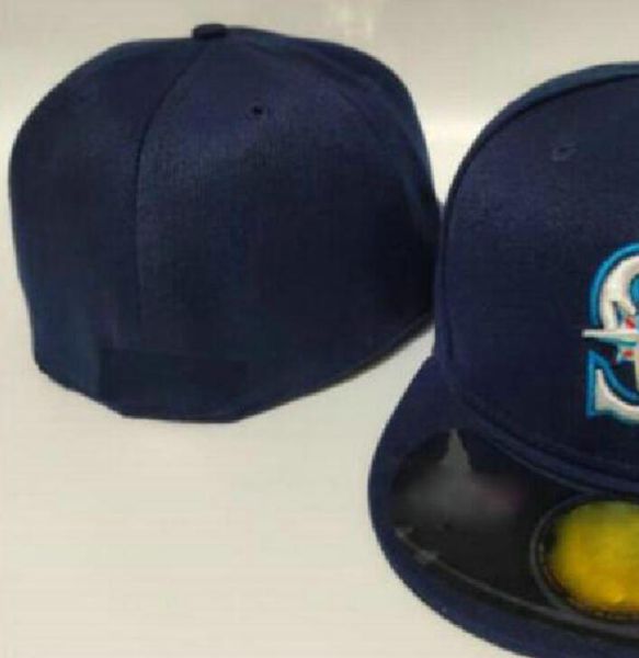 

men's seattle baseball full closed caps summer snapback letter bone men women black color all 32 teams casual sport flat fitted hats s, Blue;gray