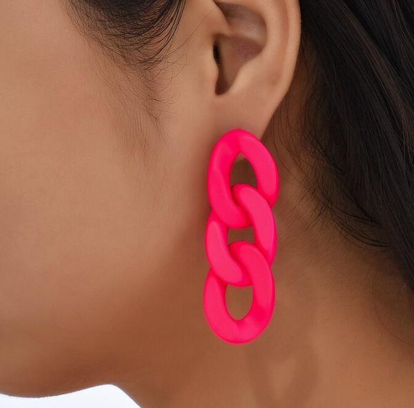 

new colorful acrylic chain drop earrings for women fashion resin geometric earrings bohemia party jewelry gift gc2121, Golden