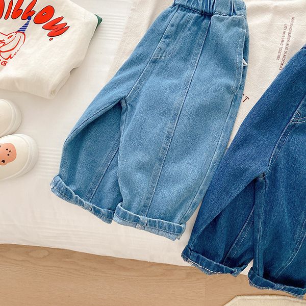 

jeans delivery children girl boy jeans pants autumn spring casual harlan pants 0-7year 80-140 230512, Blue