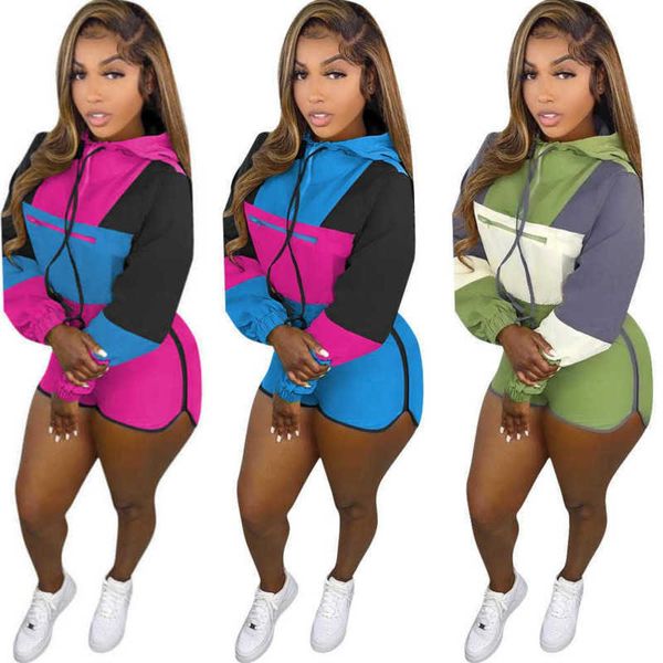 

2023 women designer clothing tracksuits two piece outfits designer long sleeve hoodies pocket printing fashion casual short sets spring summ, Gray