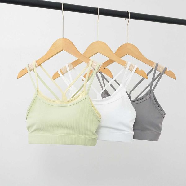 

yoga outfit high beauty~fake two contrast yoga bras with chest pads sports bra y-shaped back running fitness tank top