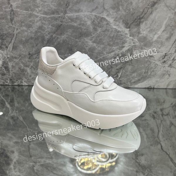 

womens fashion casual shoes classic dirty shoes mid double height bottom trainers leather glitter golden quality, Black