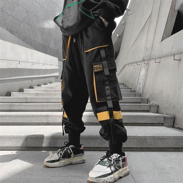 

men's pants hip hop mens streetwear pants men cargo pants jogger casual trousers multiple pockets harem pants male fashion sweatpants 2, Black