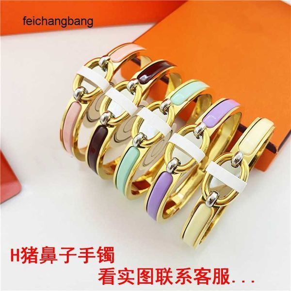 

luxury h ermes designer bracelets h home pig nose bracelet new enamel love product anchor chain 8 button couple style complete wvx7, Black