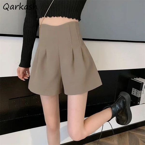 

women's shorts shorts women elegant office lady simple temperament college wide-leg short trousers solid loose high waist leisure stree, White;black