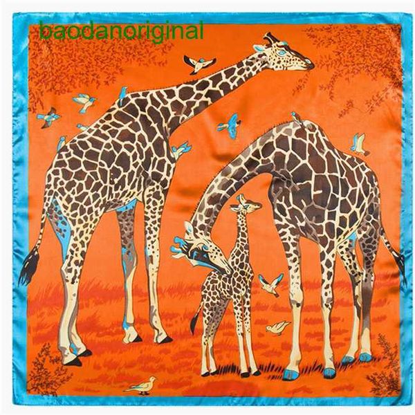 

hemres designer scarves giraffe animal pattern women's imitation silk small square scarf 60 60cm, Blue;gray