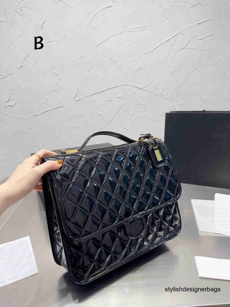 

22k cc backpack designer bags popular two straps school bags women black luxury bags classic brand patent leather satchels bags fashion lady