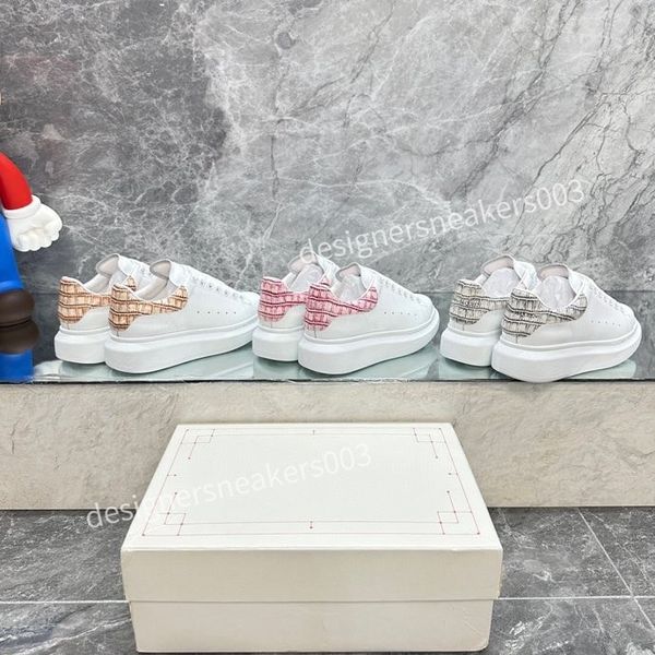 

2023new women brand casual shoes classic dirty shoes mid double height bottom trainers leather glitter golden quality, Black