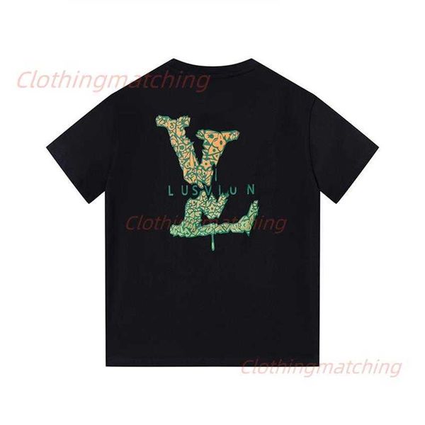 

spring/summer 2023 new luxury men's t-shirt letter graphic print short sleeve t-shirt cotton loose male and female couple european size, White;black