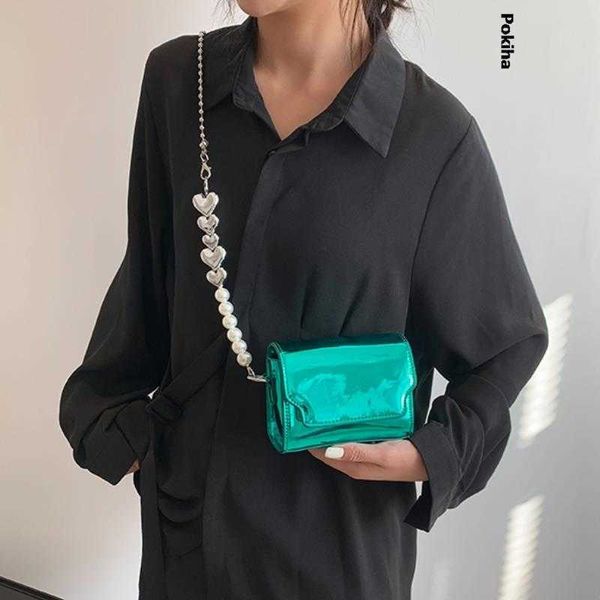

mini handbags women pearl chain small crossbody bag luxury designer new fashion 2023 laser shoulder purse classic trendy summer 230512
