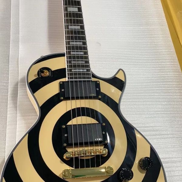 

factory customization new black and yellow striped electric guitar 6 string