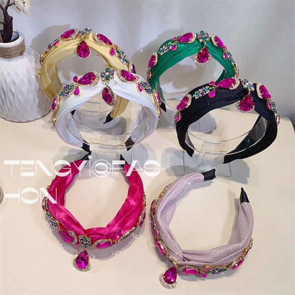 

hair rubber bands luxurious crystal headbands for women bands korea accessories colorful band head wrap band 230512, Pink