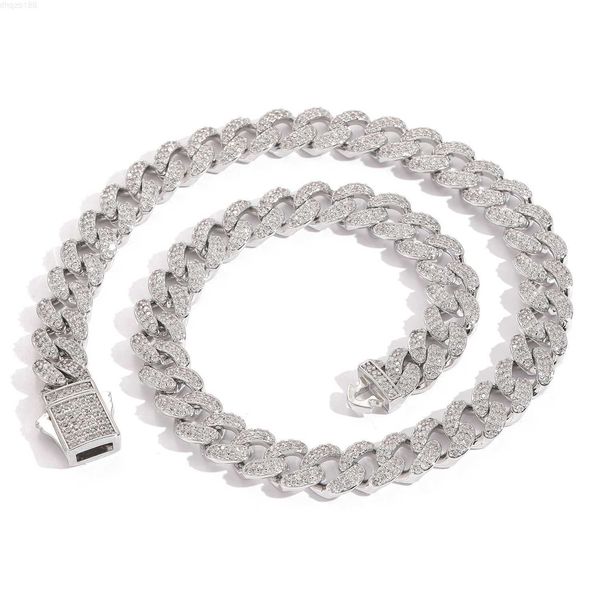 

fine luxury jewelry 12mm vvs moissanite iced out diamond sterling silver hip hop necklace cuban link chain men and women