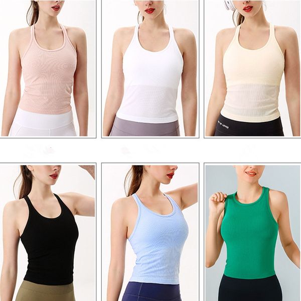 

ll women's yoga tank with chest cushion racerback running fitness eb seamless thread sports women's preferred tank top