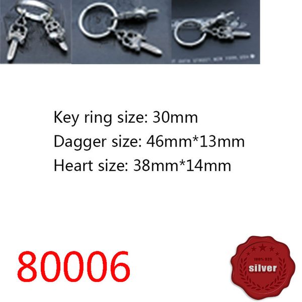 

80006 s925 sterling silver keychain head jewelry pendant creative high range waist hanging keyring holy sword cross flower letter simple pun, Slivery;golden