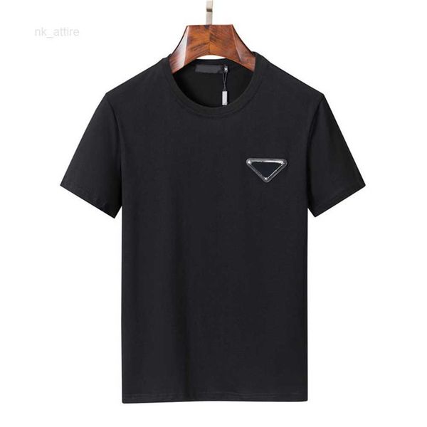 

men's t-shirt designer summer men's round neck pullover cotton comfortable p-letter triangle white black fashion boys' casual