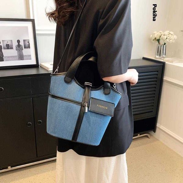 

large capacity denim hobo shoulder bags bucket for women 2023 new fashion classic crossbody bag and handbags luxury designer y2k 230512