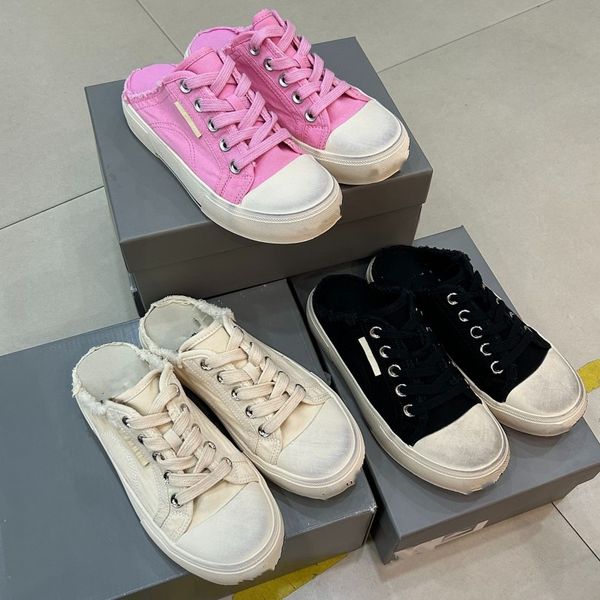 

2023 summer men women paris muller designers casual shoes pink canvas shoe womens do old dirty rubber sole embroidered vintage sneakers plus