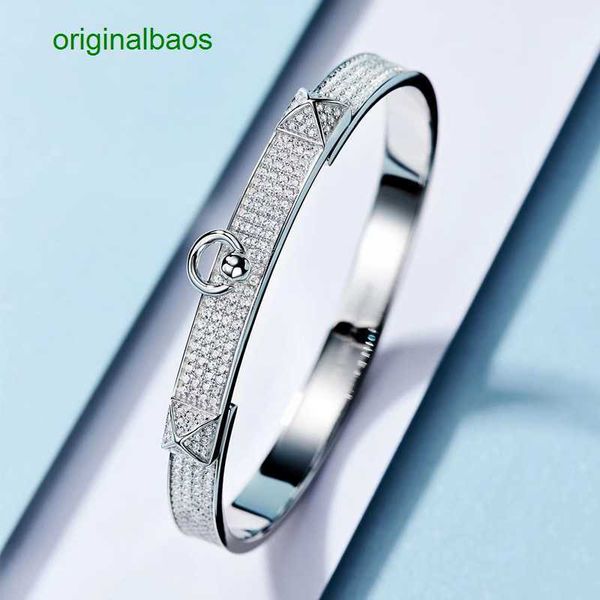 

original hemrres designer bracelet sky star women's sterling silver full diamond advanced feel bracelet light luxury fashion jewelry, Black