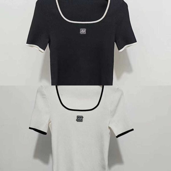 

2023 summer new fashion versatile slim fit short sleeve knit 30438197, White