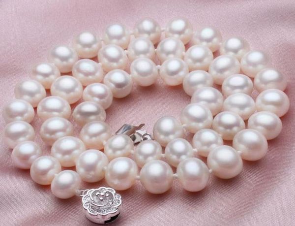 

charming 89mm genuine white akoya pearl necklace 18inch 925 silver clasp5107953