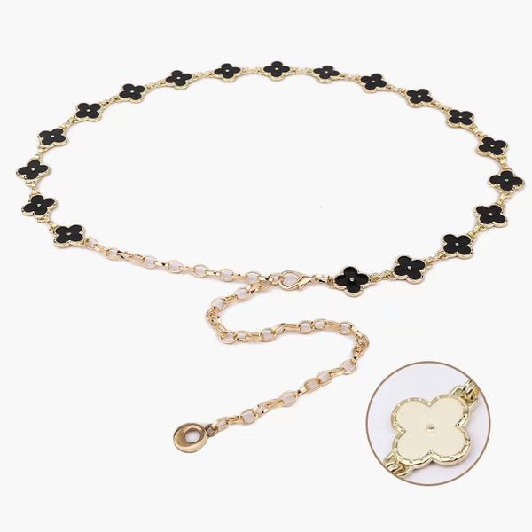 

belts fashion alloy waist chain belt pearl rhinestone inlay metal for women student dress waistband jeans waist chain, Black;brown