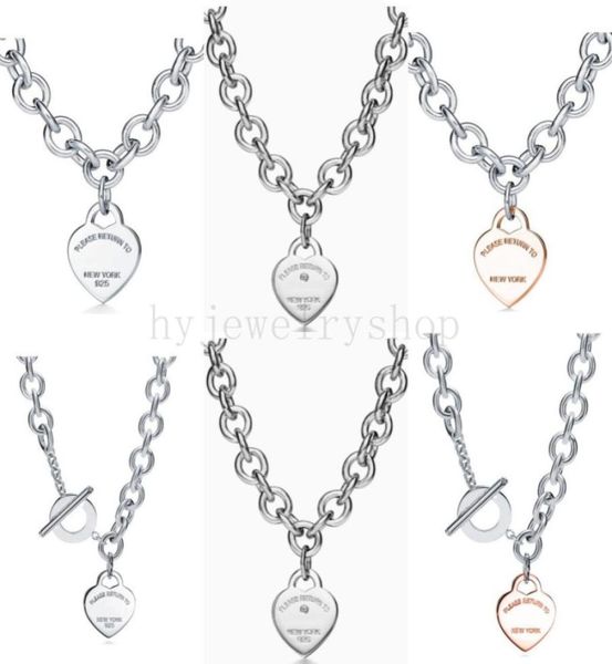 

t designer heart tag pendant necklace bracelet stud earrings 925 sterlling silver jewelry female women design luxury wedding party4702574