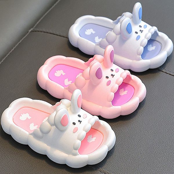 

slipper summer children' slippers cute cartoon 3d-rabbit slippers breathable non-slip home bathroom soft slipper kids for girls 230512, Black;grey