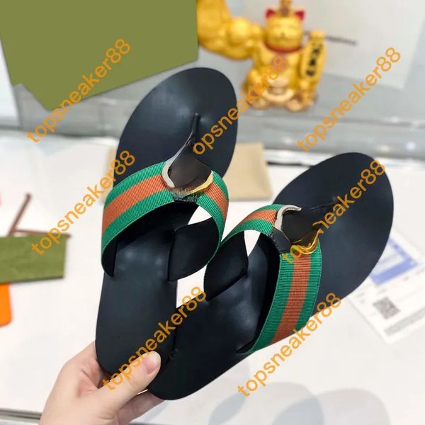 

luxury women sandals double web thong sandal designer women flip flops fashion beach slippers size 35-42, Black